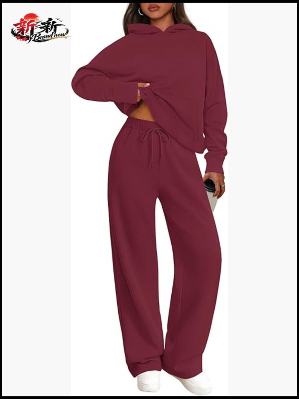 2 Piece Outfits Spring Sweatsuits Oversized Hoodie Wide Leg Sweatpants